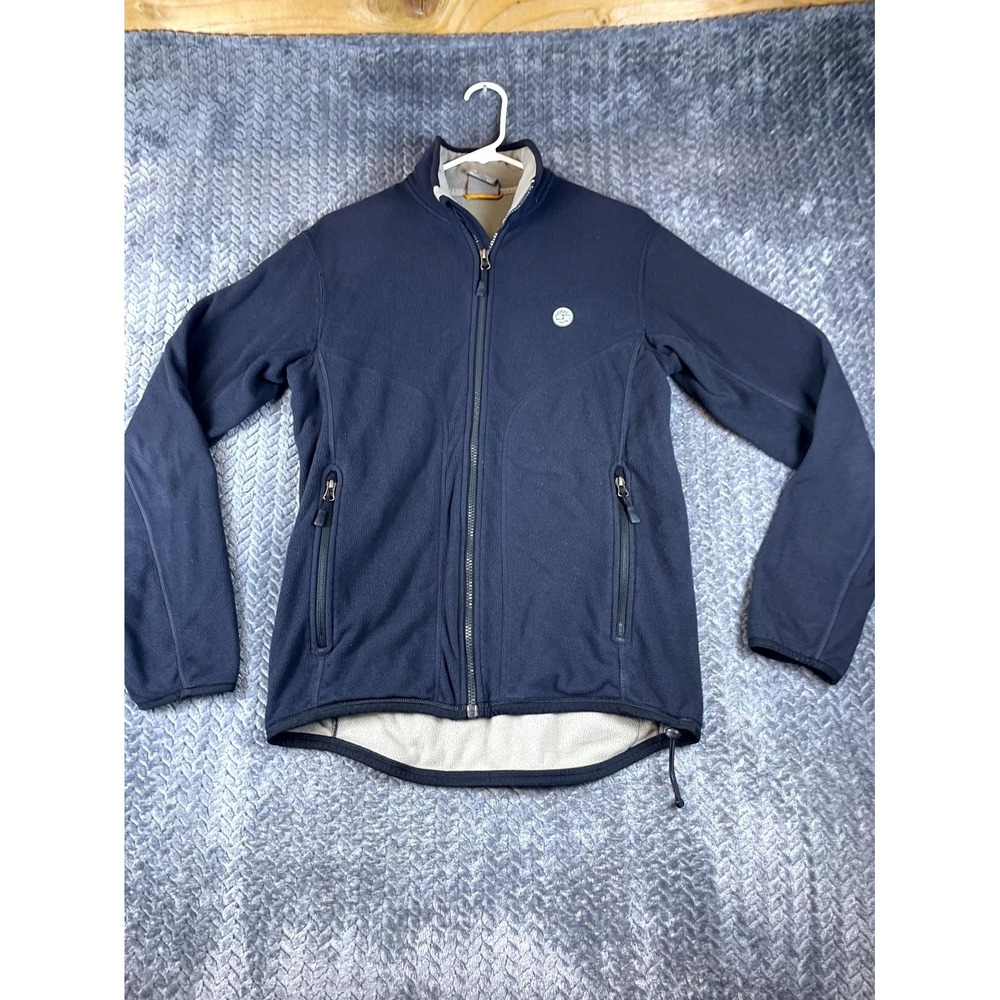 Timberland Fleece Jacket Women Small Navy Slim Fit Curved Hem Mock Neck Full Zip